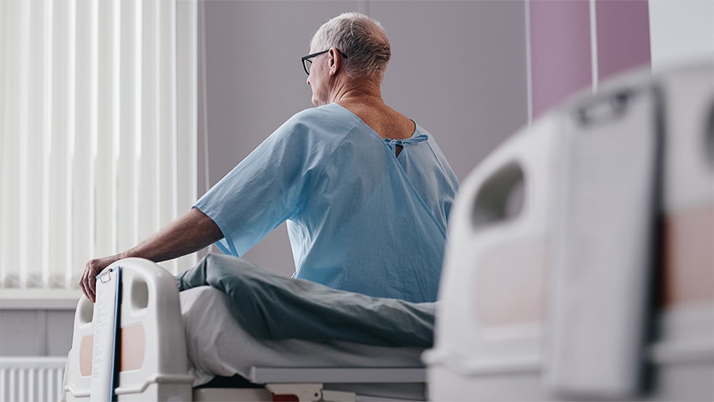 Patient i en sjukhussäng