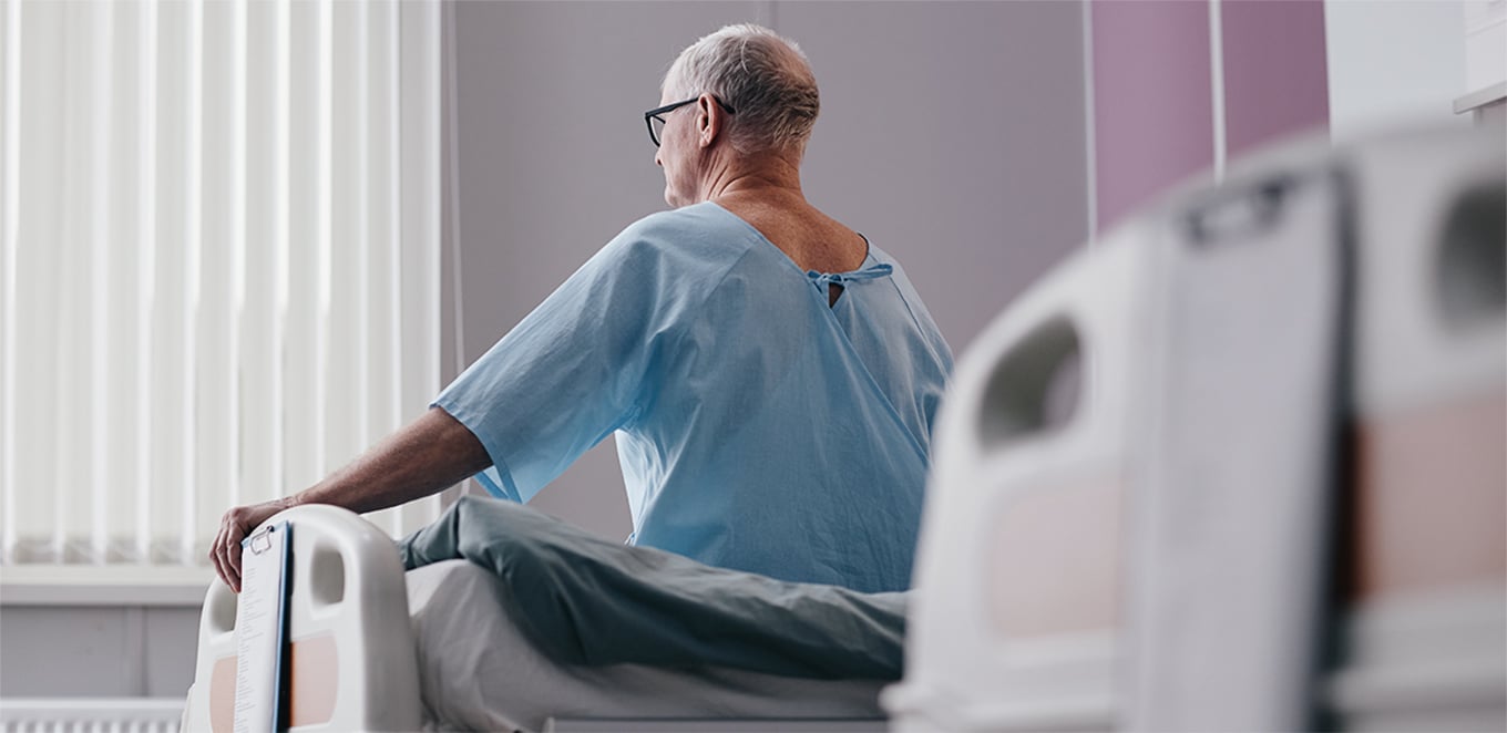 Patient i en sjukhussäng