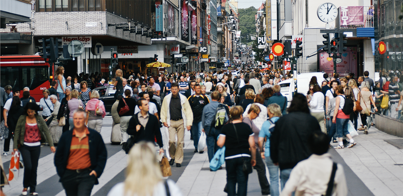 Folk i rörelse i Stockholm