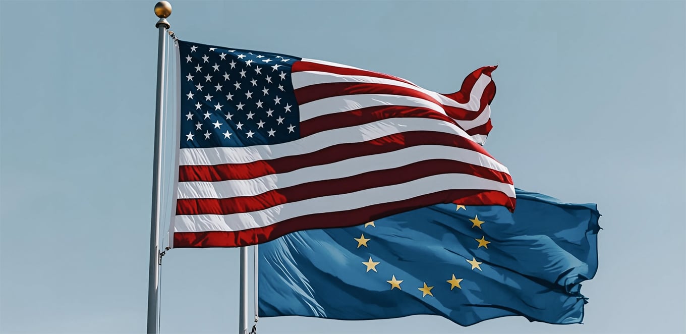 Amerikanska och svenska flaggan. AI-genererat.