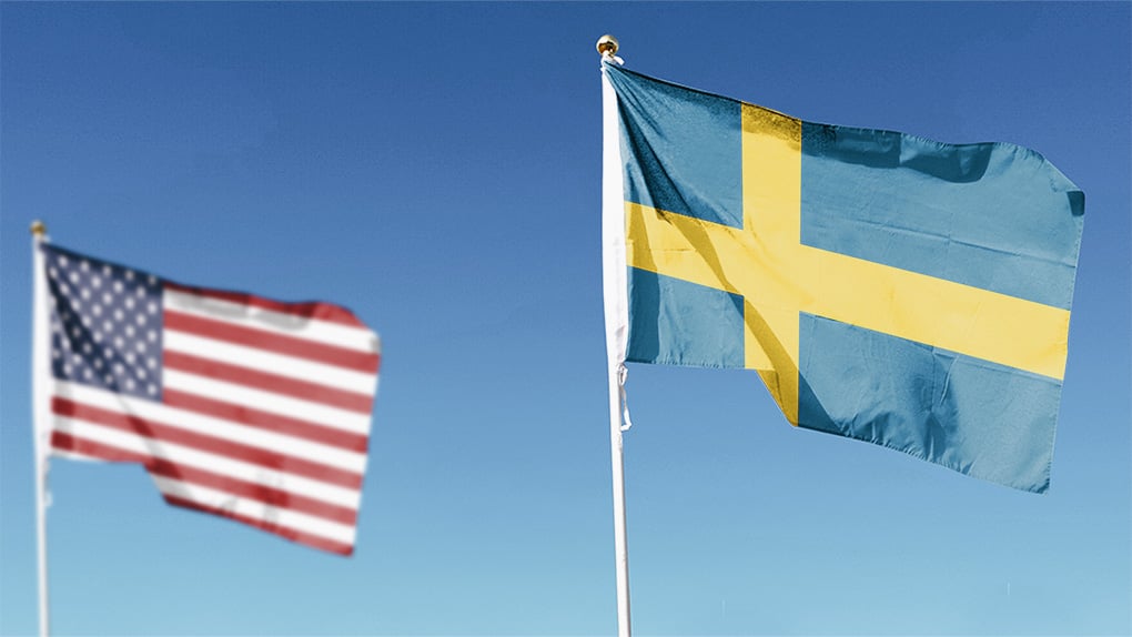 Svensk- och amerikansk flagga