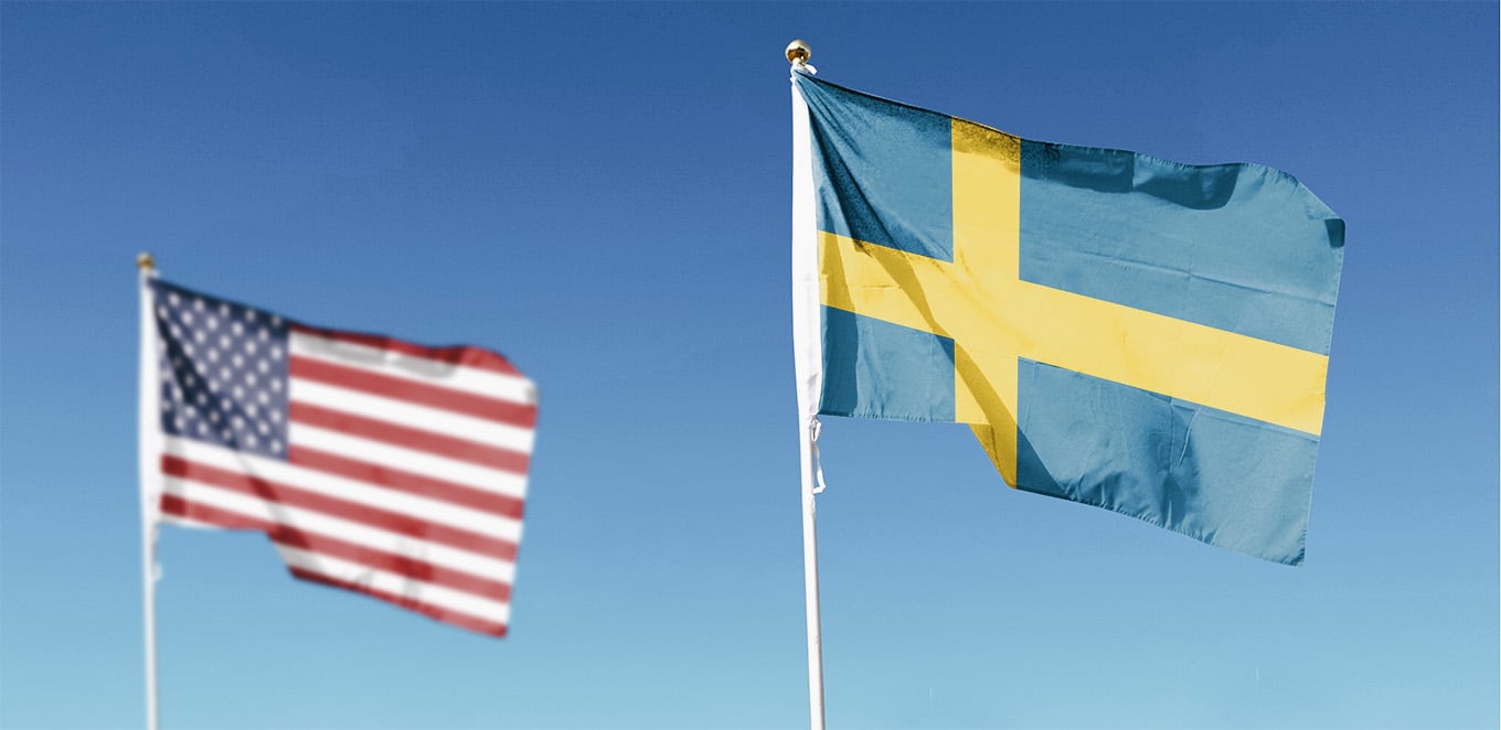Svensk- och amerikansk flagga